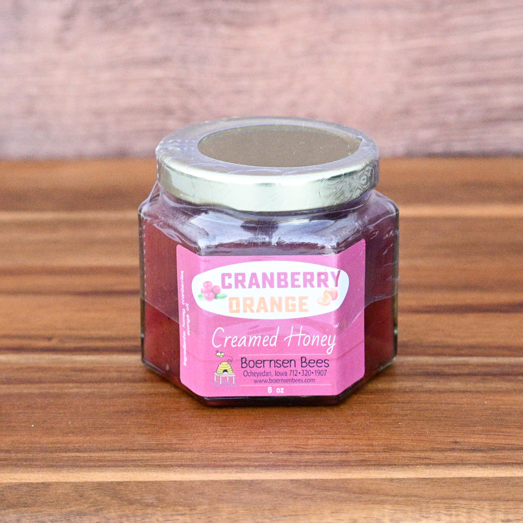 cranberry orange creamed honey 6 oz jar
