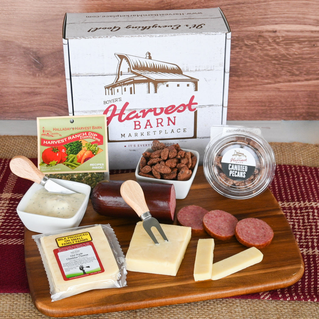 Gift Box with meat, cheese, and other snack items